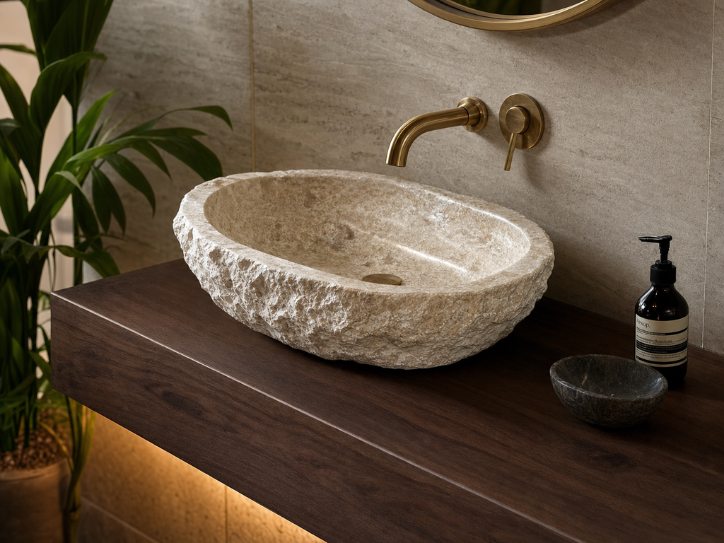 Lavabo de piedra natural - Travertino