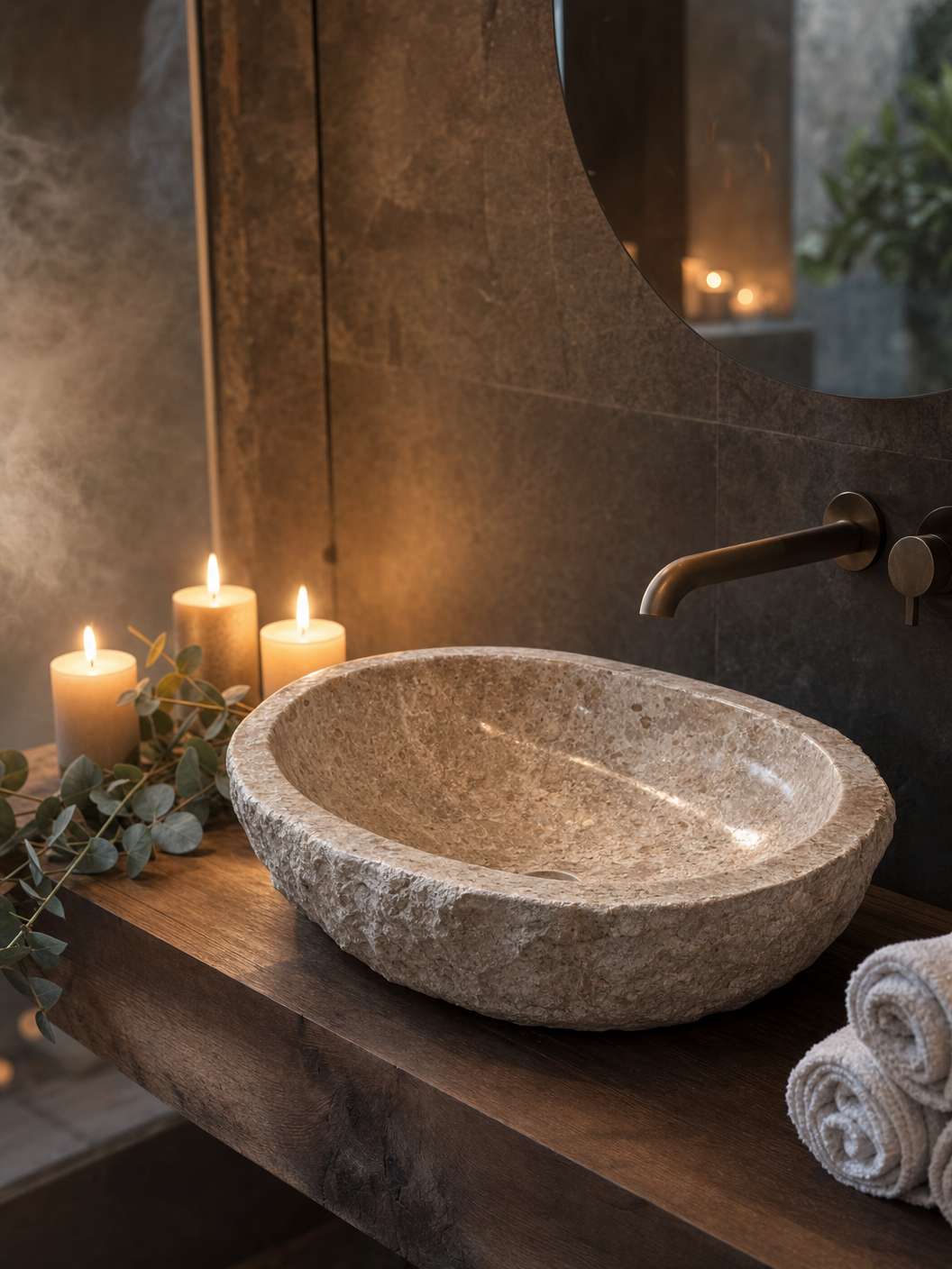 Lavabo de piedra natural - Travertino