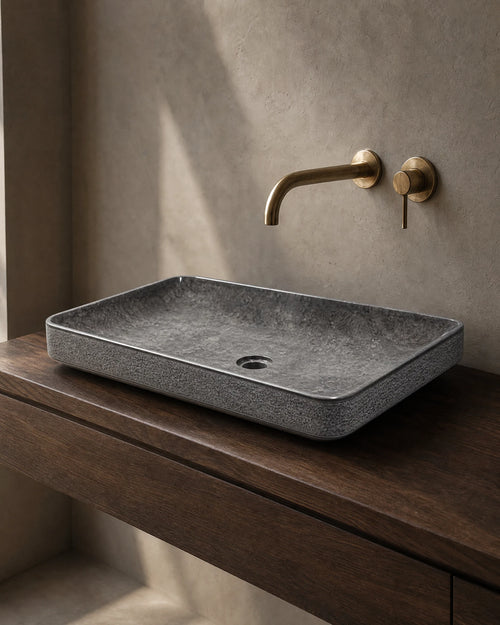 Lavabo Cobalto de GRADO PÉTREO — vista lateral rectangular