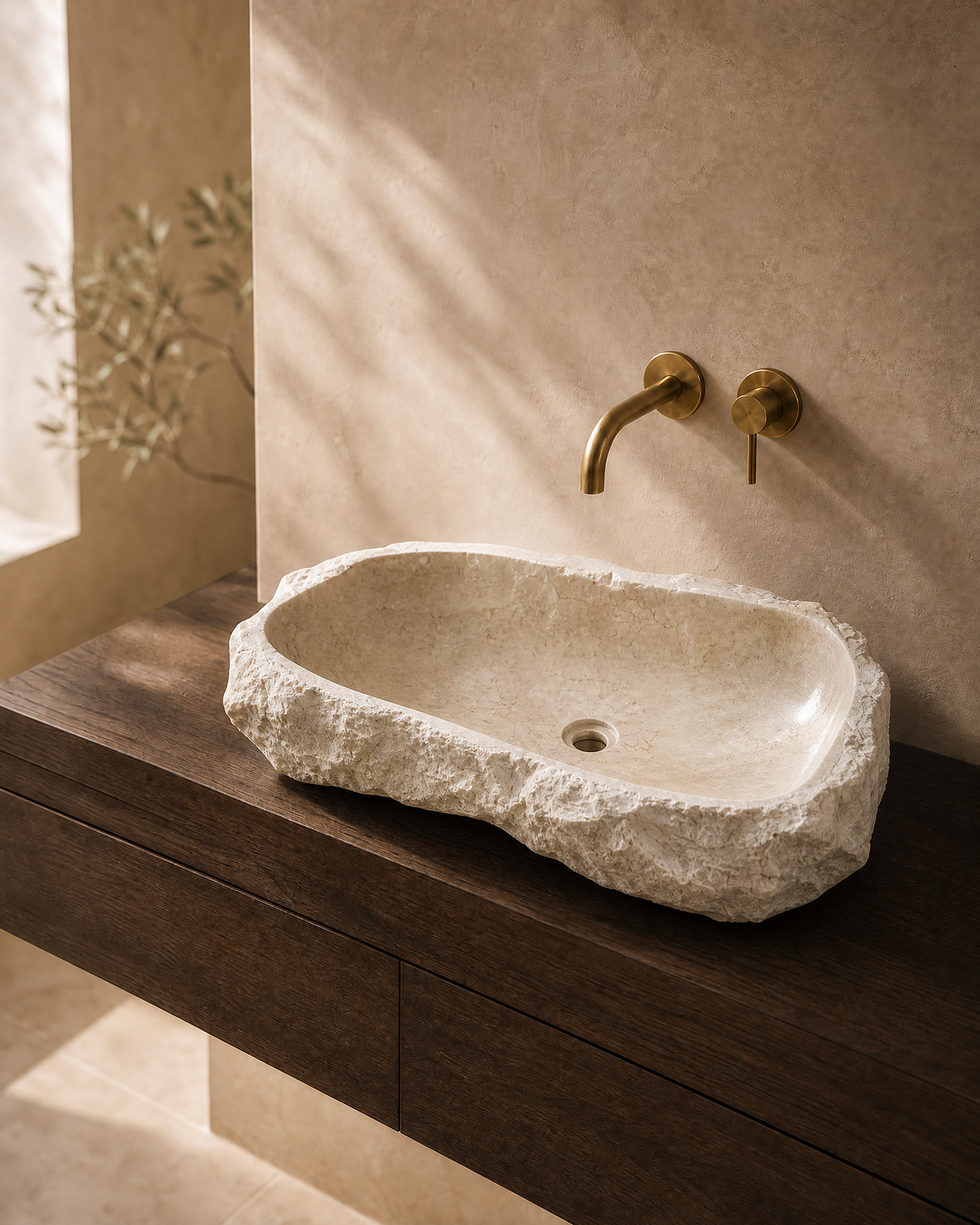 Lavabo de piedra natural - Travertino