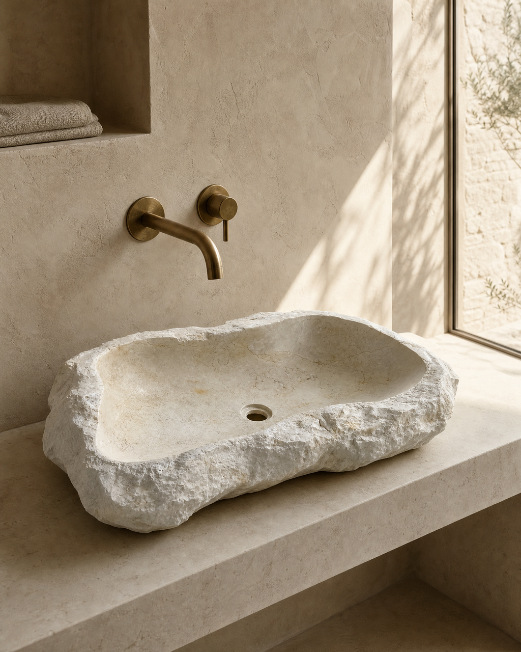 Lavabo de piedra natural - Travertino